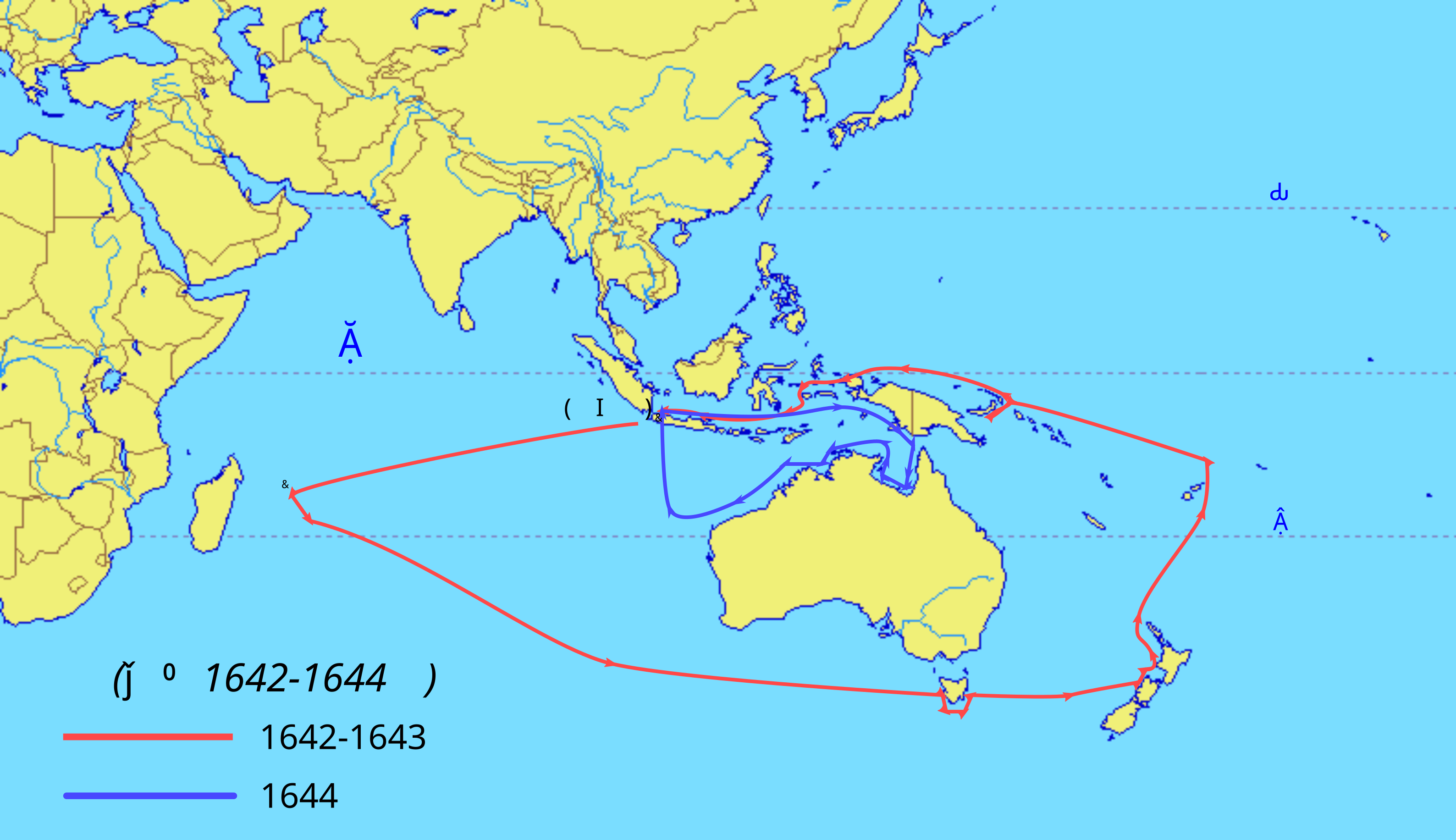 地图 40 塔斯曼的两次航行